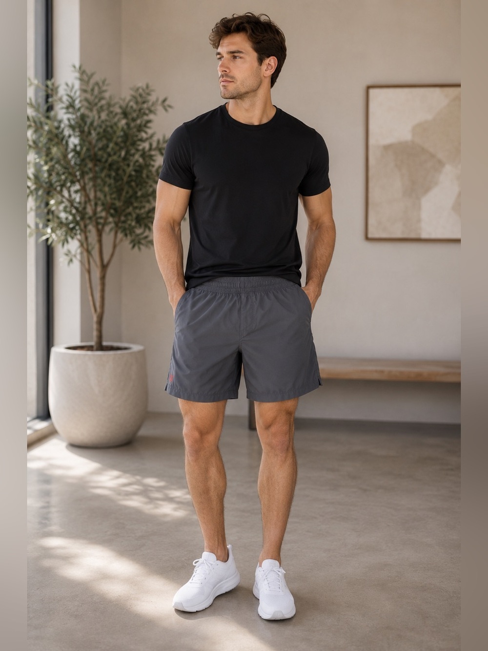 Rhone Men’s Gray Training Shorts Size L Athletic Gym Performance